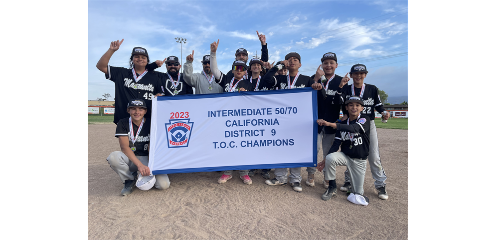 2023 District 9 TOC Champions! First Championship banner in the history of Manzanita Little League! 